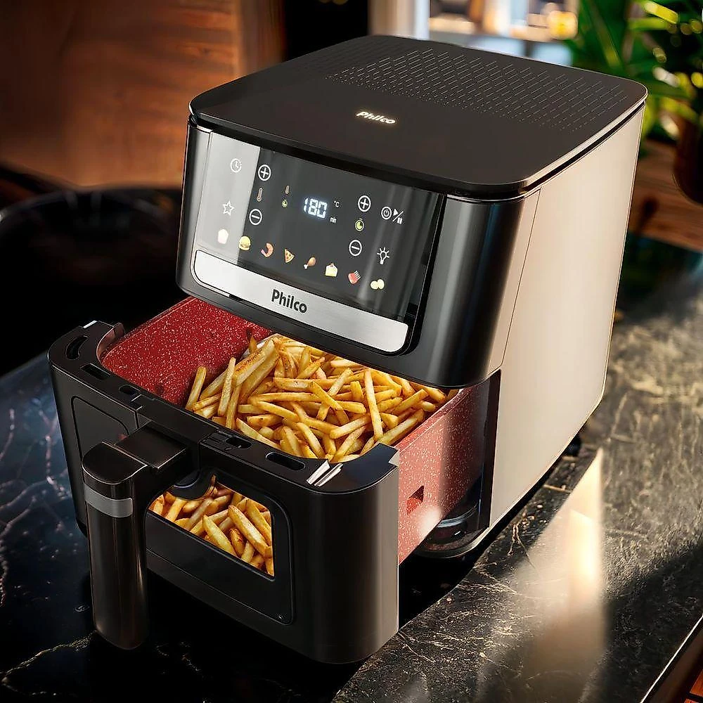 Air Fryer Philco 6,5L Visor Glass e Redstone 1700W PAF65A - 110V
