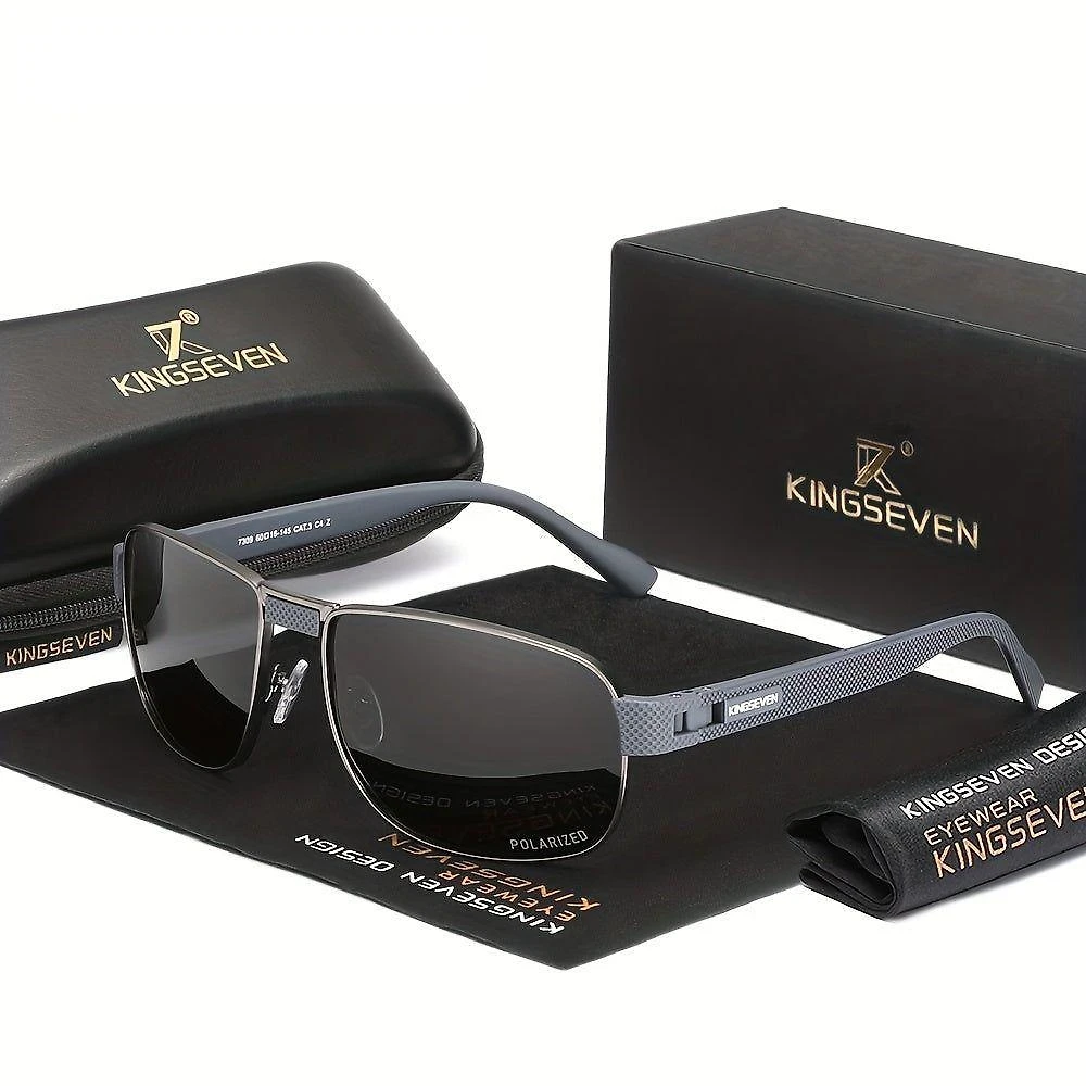 Óculos De Armação Quadrada De Aro Completo, Leves Kingseven 7309 Cinza