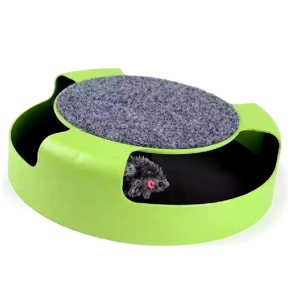 Brinquedo Interativo Para Gatos Arranhador E Rato Giratório