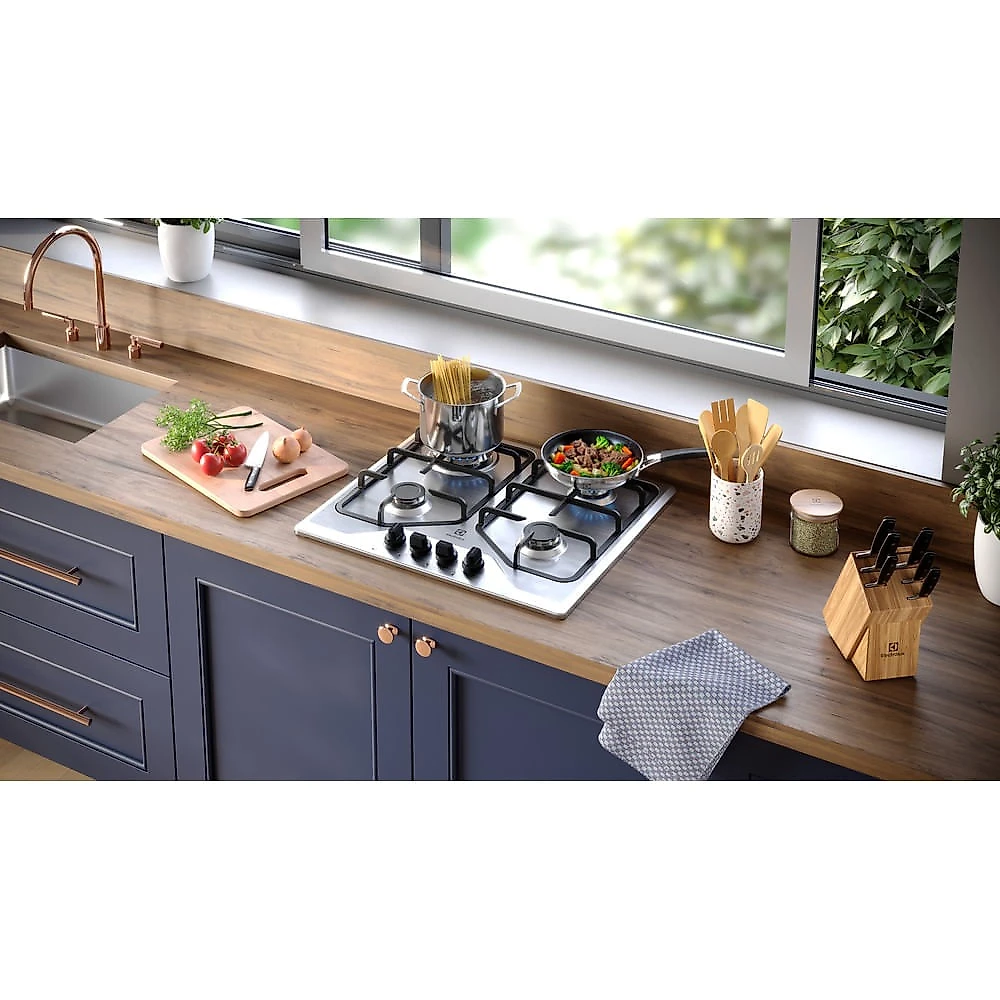 Cooktop Electrolux 4 Bocas Experience Inox com Grades Duplas Ferro Fundido (KE4XC)