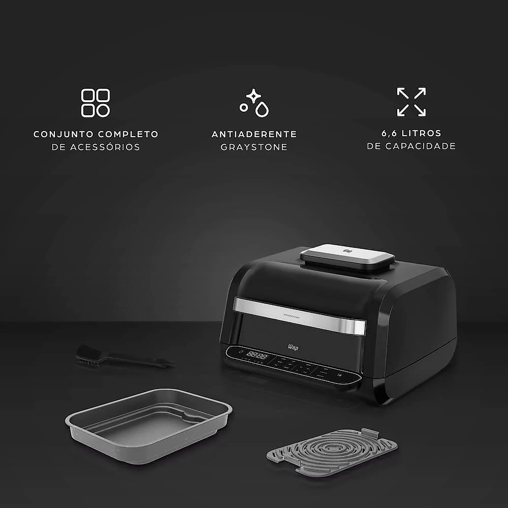 Fritadeira elétrica airfry wap barbecue heat digital prosdócimo wc ab1030 6,6l 1700w preto 220
