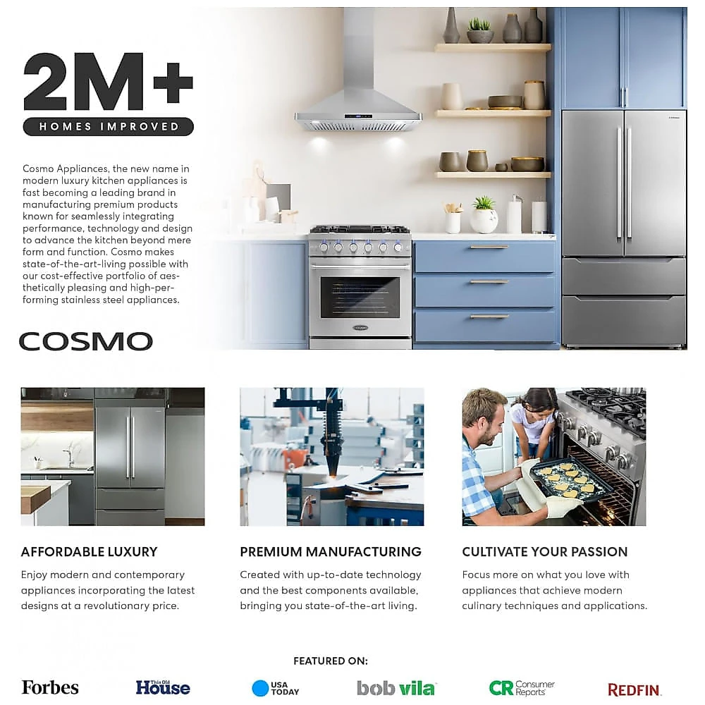 Fogão 4 bocas 76cm Cosmo inox Vista forno a gás 99L convecção 110V