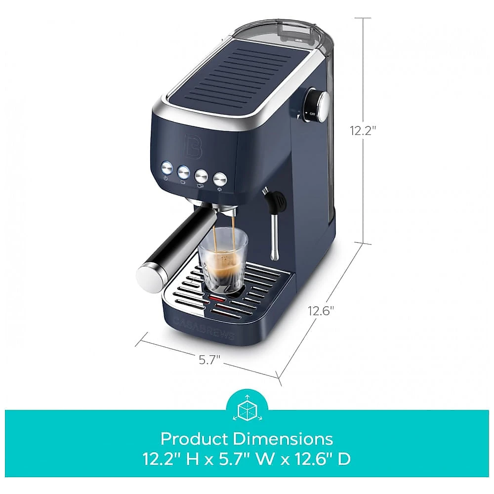 Máquina de Café Expresso CASABREWS 3700 Essential 20 Bar, Aço Inoxidável com Espumador de Leite, Cafeteira Espresso para Cappuccino, Latte