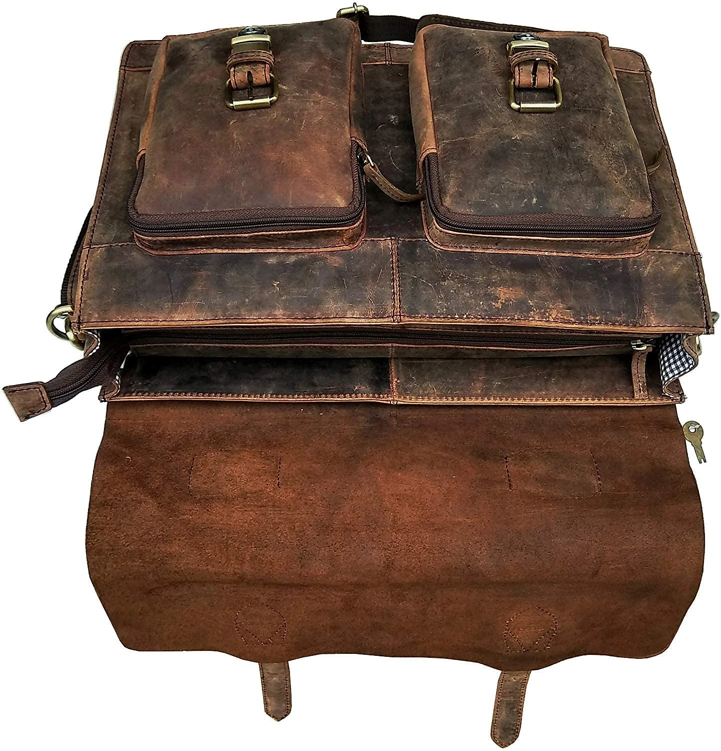 Cuero BolsaMaleta de Couro Genuíno Masculina para Laptop 40 cm Marrom