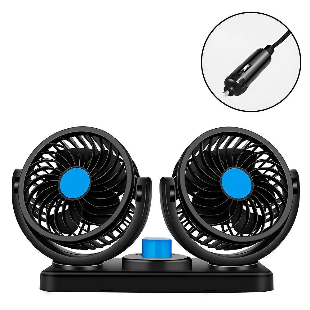 Mini Ventilador Duplo Automotivo Ajustável Painel Carro azul
