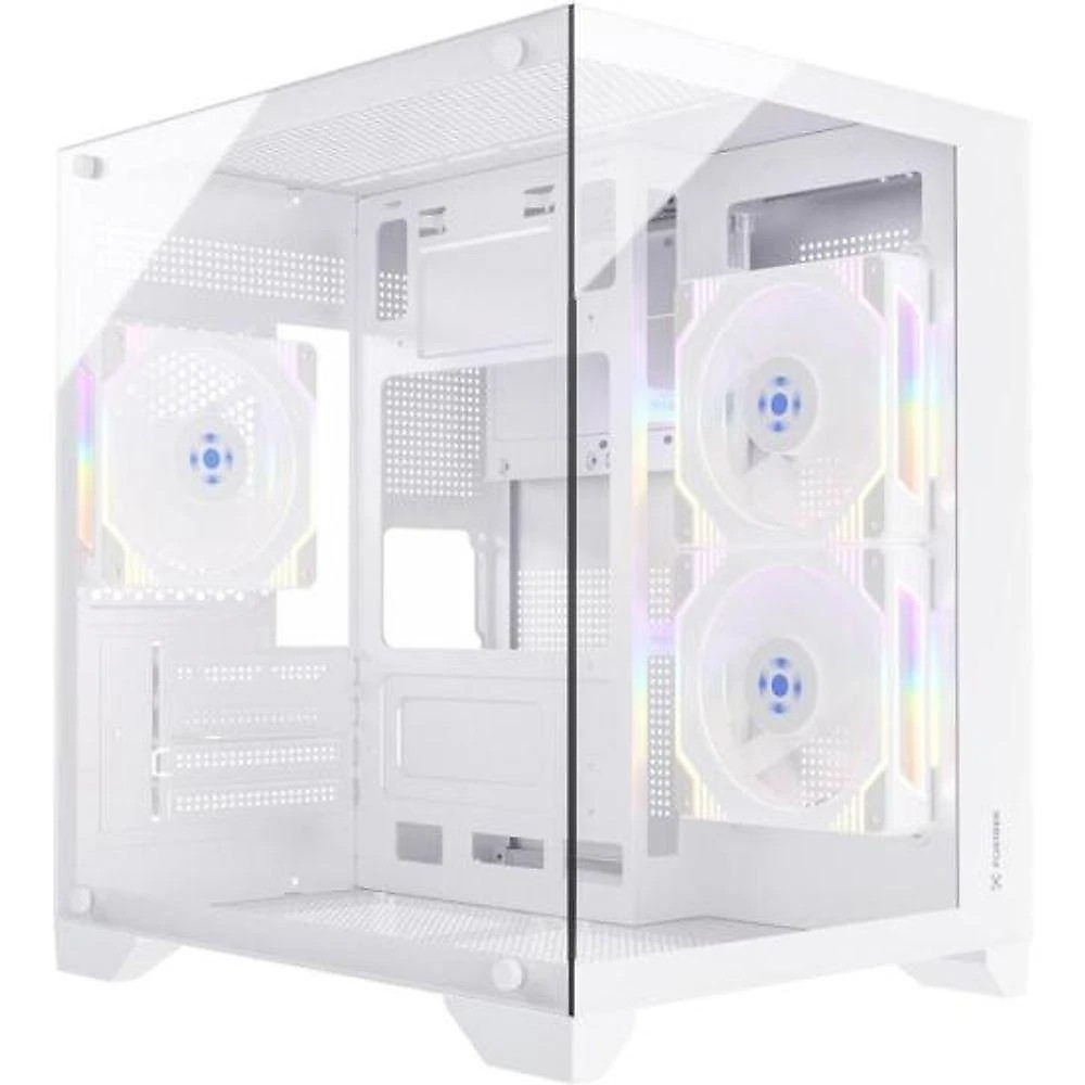 Gabinete Gamer Clarity Fortrek's Cube Model Micro ATX Vidro Temperado Suporte Watercooler Branco