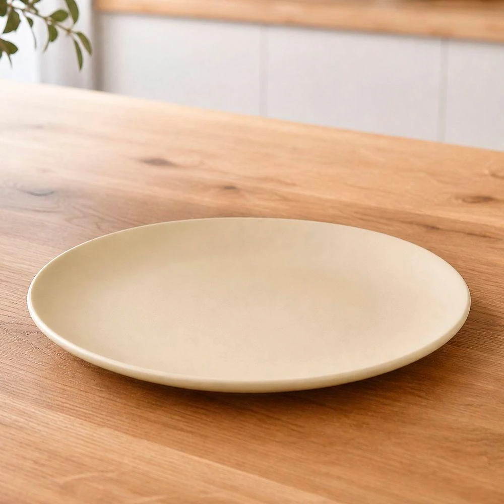 Kit 4 Pratos Rasos Unni Merengue 26cm Cerâmica para Jantar Bege Oxford