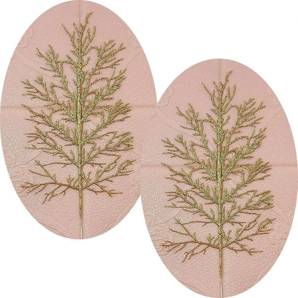 Folhas Flores Enfeite Natal Gliter Dourado De 40cm Kit 12pçs