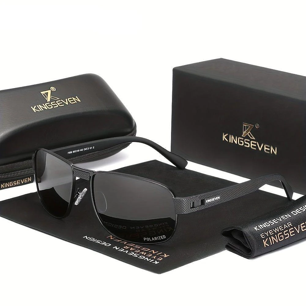 Óculos De Armação Quadrada De Aro Completo, Leves Kingseven 7309 Preto Cinza