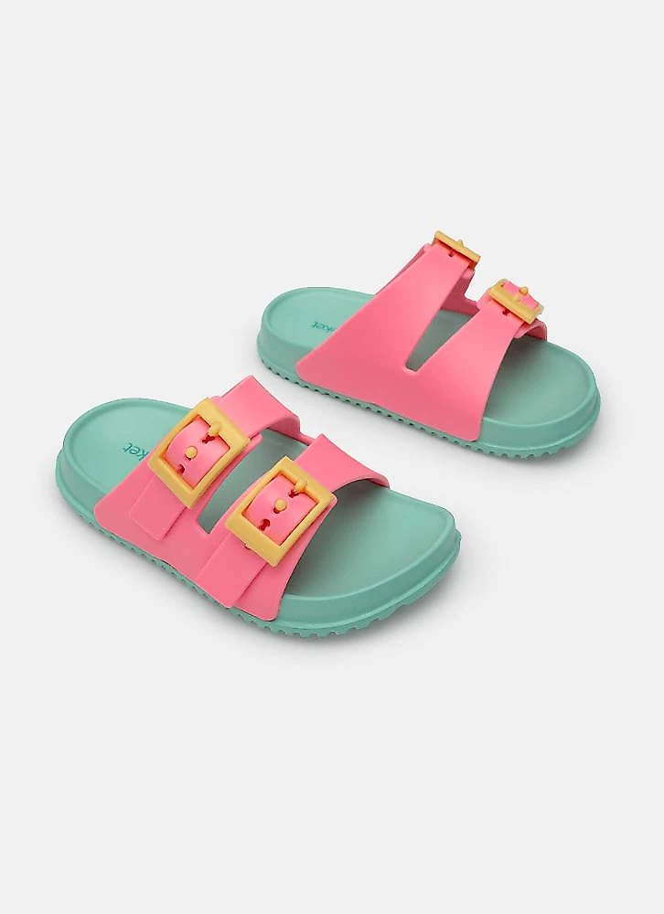 Chinelo slide menina color block rosa 25a26