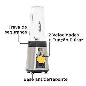 Liquidificador e Processador Black+ Decker Freestyle LP320-BR 2 Velocidades Inox 110V