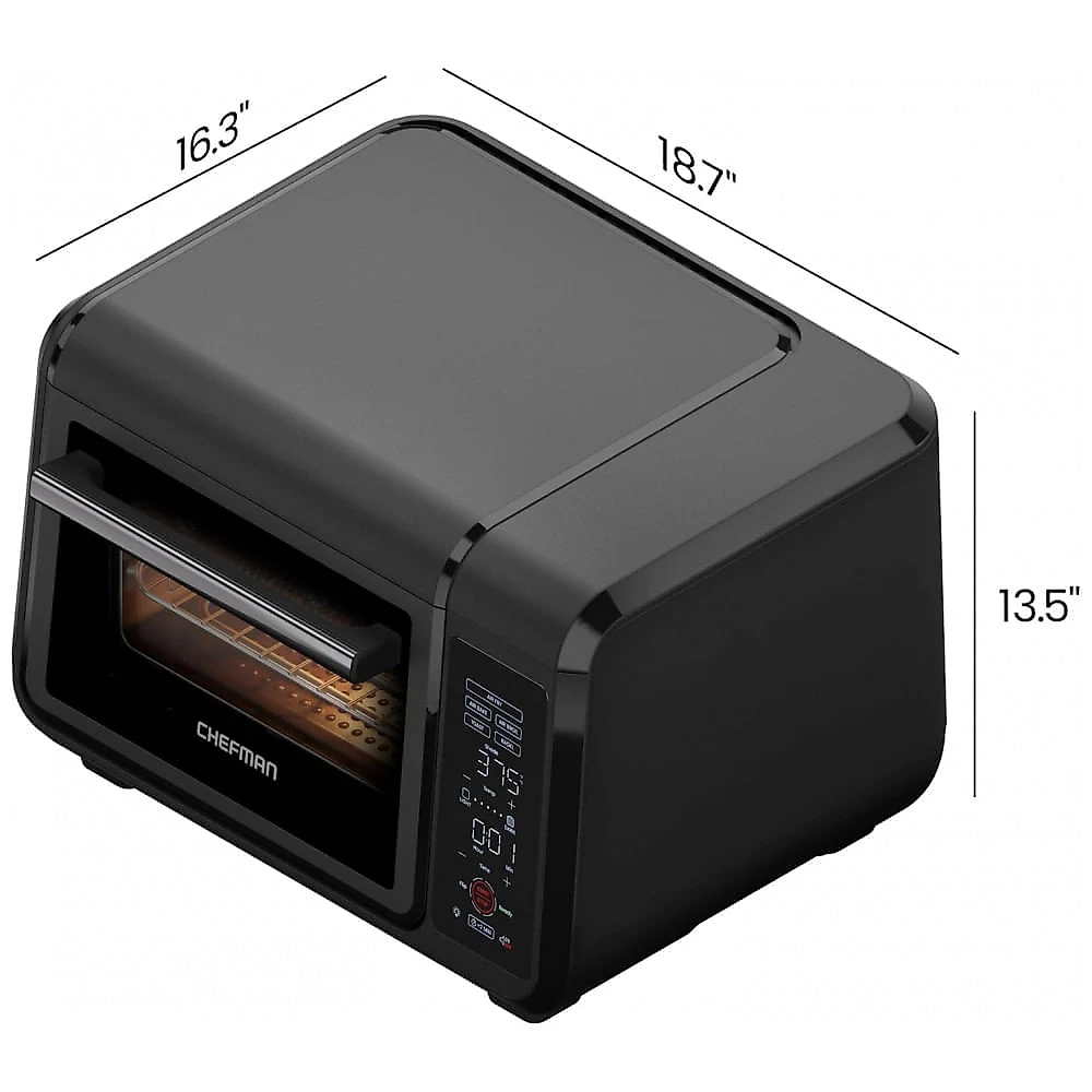 Fritadeira elétrica forno de bancada 14L Chefman EasyAir preta 5 funções 450°C 1750W 110V