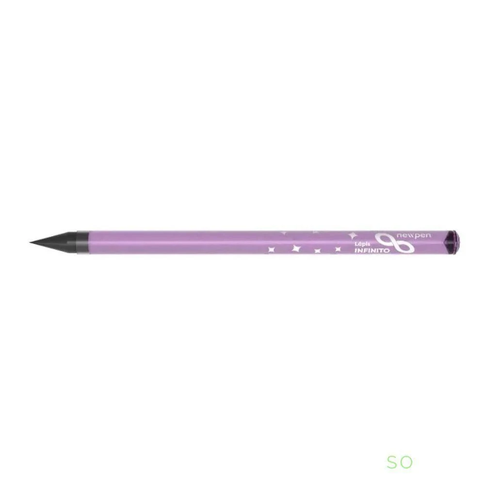 Lápis Preto HB Newlink Infinito com Diamante na Ponta para Escrita e Desenho Roxo