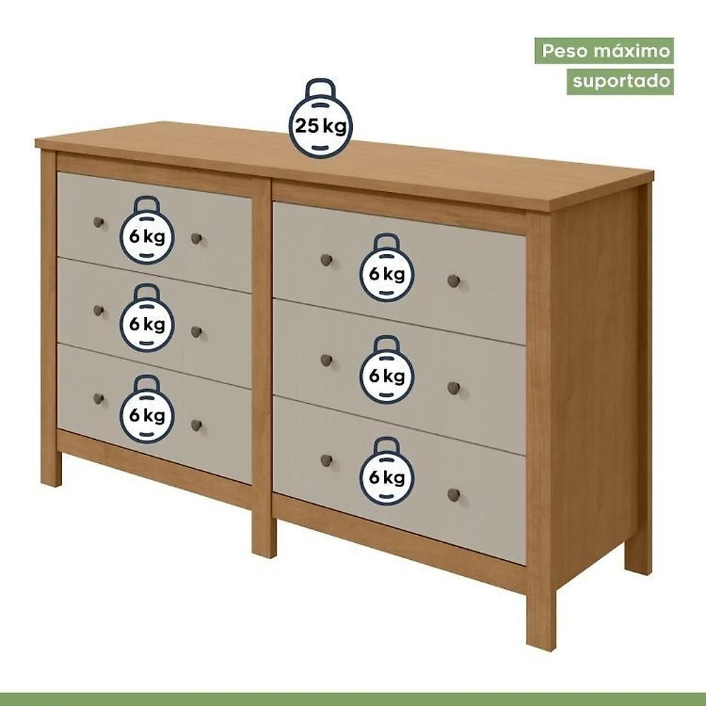 Quarto Infantil com 2 Camas de Solteiro Loop e 1 Cômoda Maggiore Quarto Infantil com 2 Camas de Solteiro Loop e 1 Mesa de Cabeceira Maggiore Amêndoa Clean / Off White