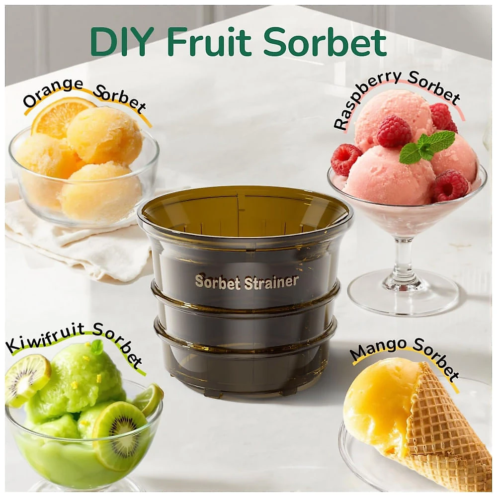 Extrator de Suco Canoly C16 Cold Press, Boca de Alimentação Larga de 15cm, com Duplos Filtros para Sucos e Sorvetes, Motor Potente Brushless AC,