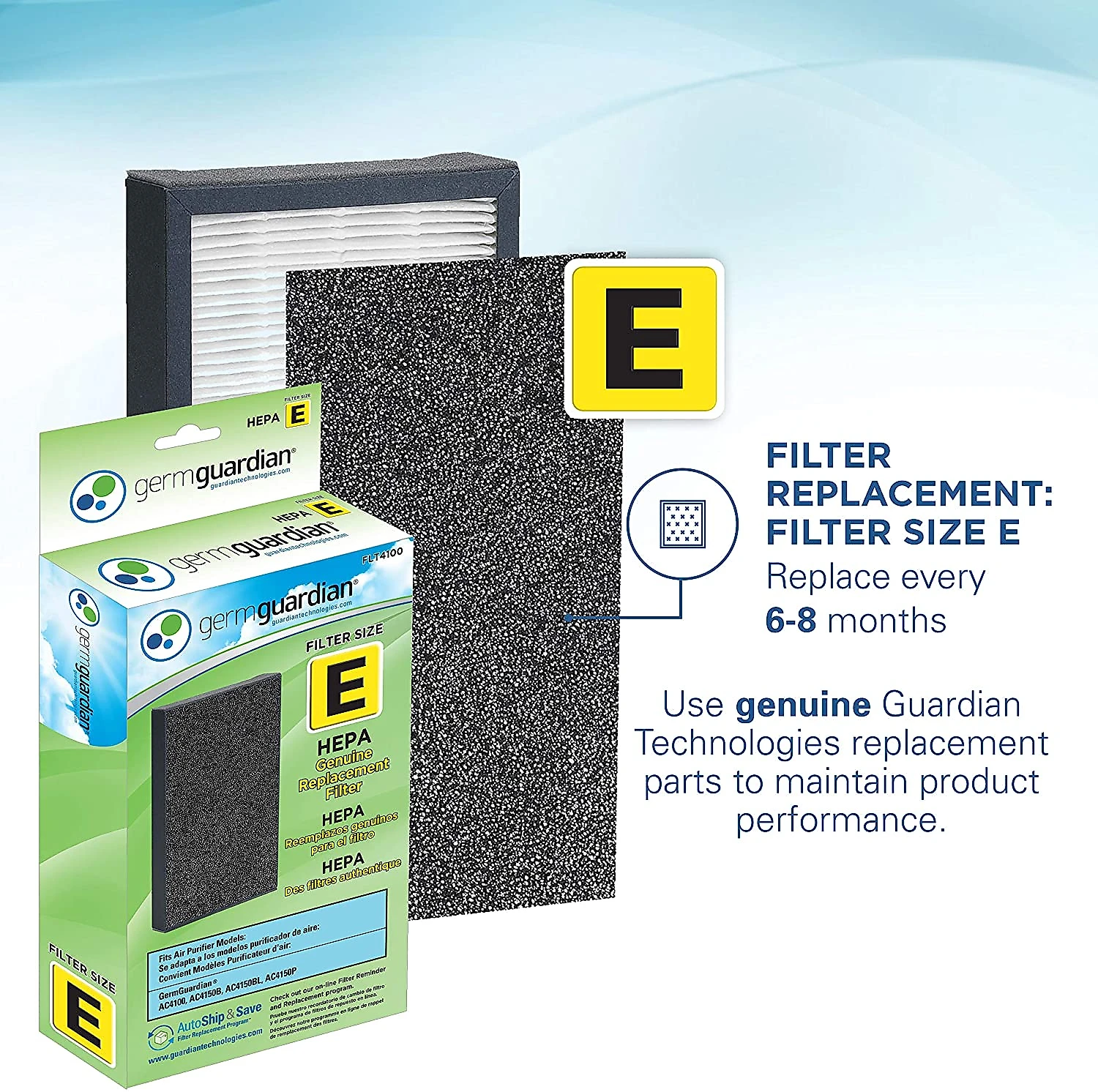 GermGuardian AC4100 Purificador de Ar cFiltro H13 HEPA 3 Velocidades Cinza