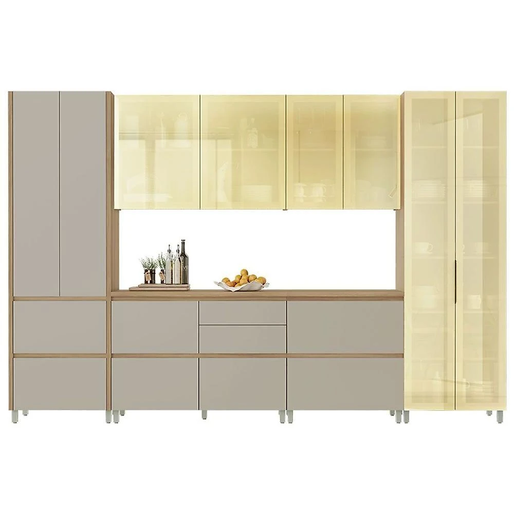 Kit Cozinha Rainha CZ439 6 Peças MDF Branca e Nature Nesher Móveis