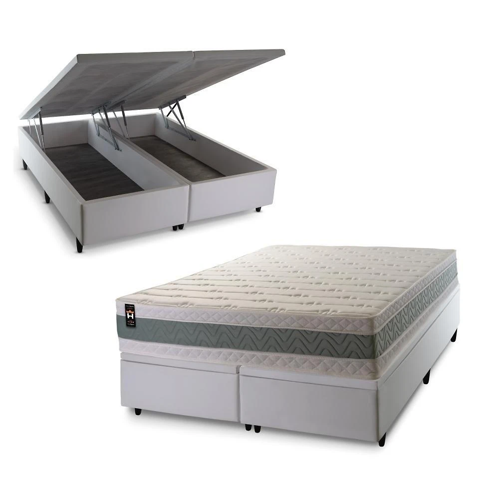 Cama Box Baú Oxford Espuma D33 193x203 Branco King House