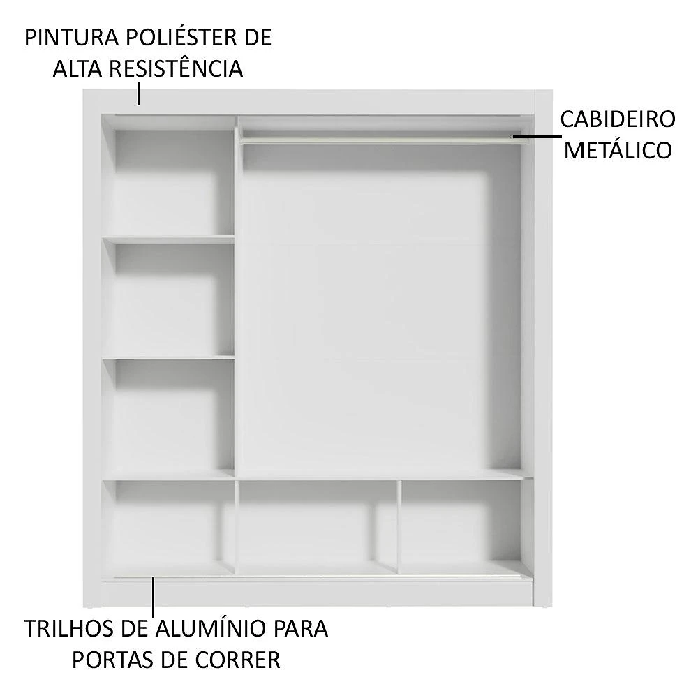 Guarda Roupa Casal Madesa Mônaco 3 Portas de Correr Branco