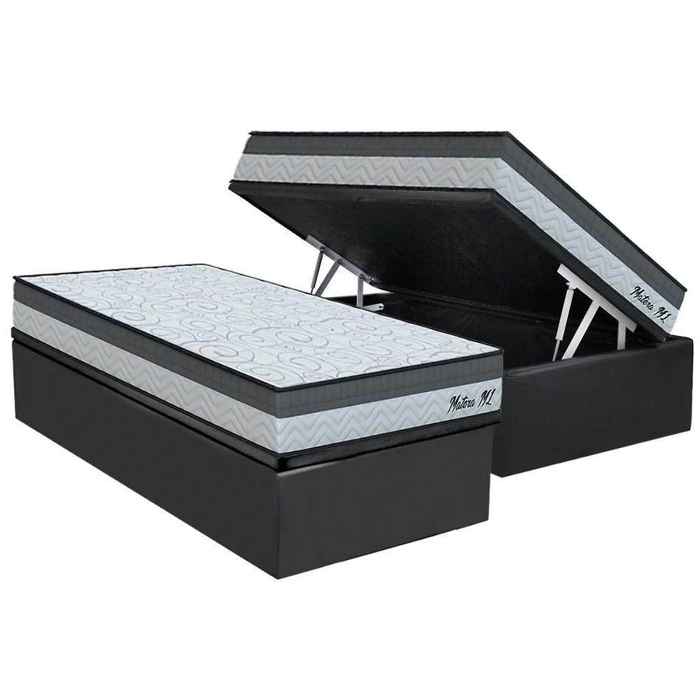 Conjunto Box Baú Solteiro Colchão Espuma Orthoflex D33 - Matera Ml + Base Crc Suede Gray(88x188)