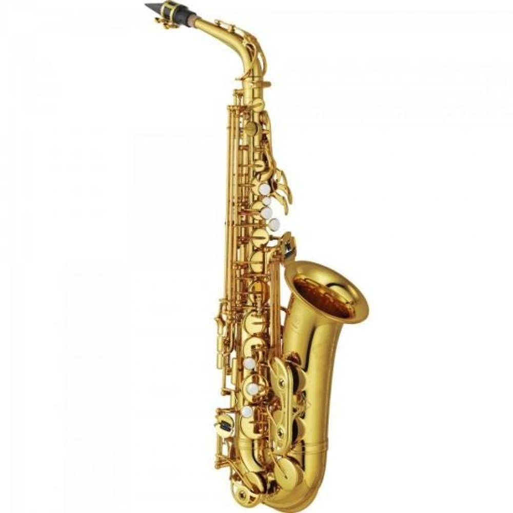 Saxofone Alto YAS-62 em Eb Laqueado Dourado com Postes de Chaves Integrados e Gravação Artesanal