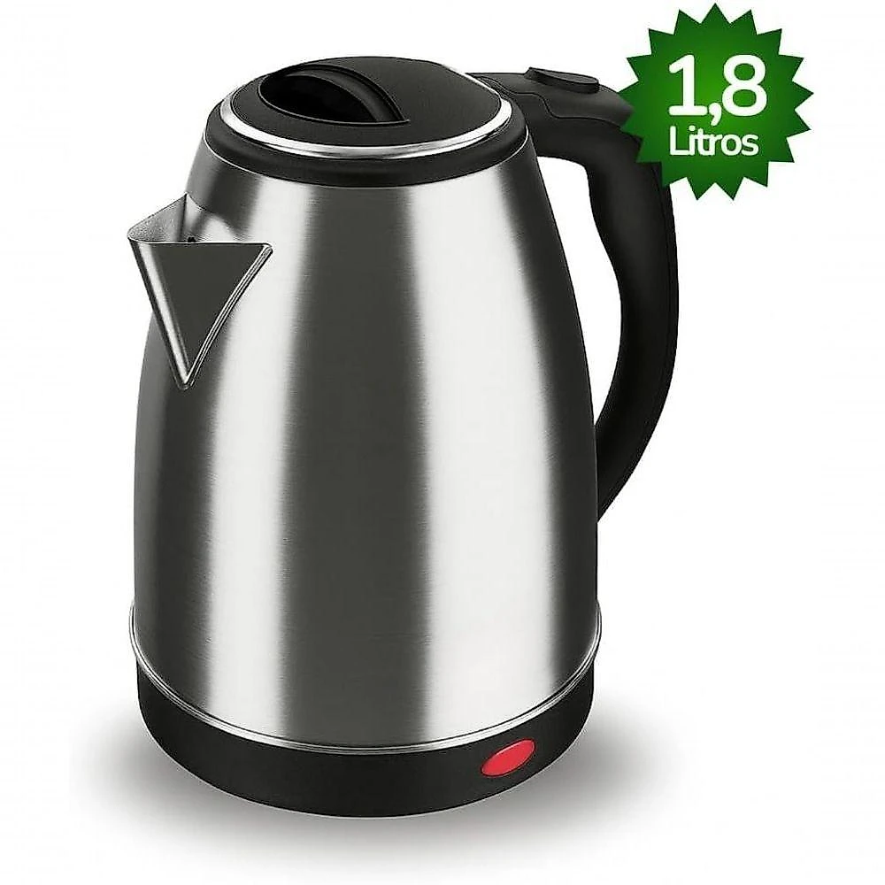 Chaleira Elétrica Inox 1,8L Preta sem Fio Desligamento Automático 110V