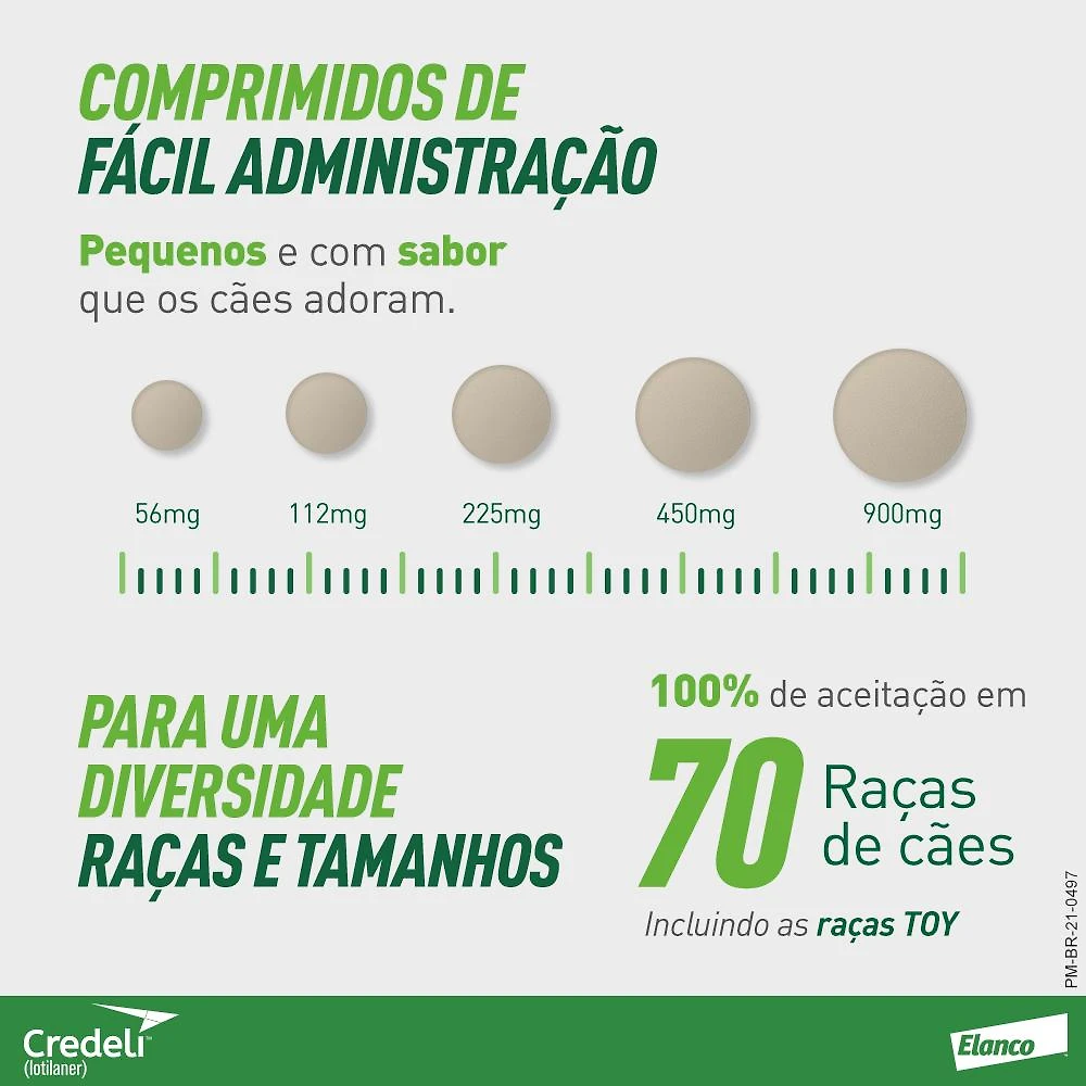 Miniatura Antipulgas e Carrapatos Elanco Credeli Lotilaner para Cães de 5,5 a 11 Kg - 1 Comprimido