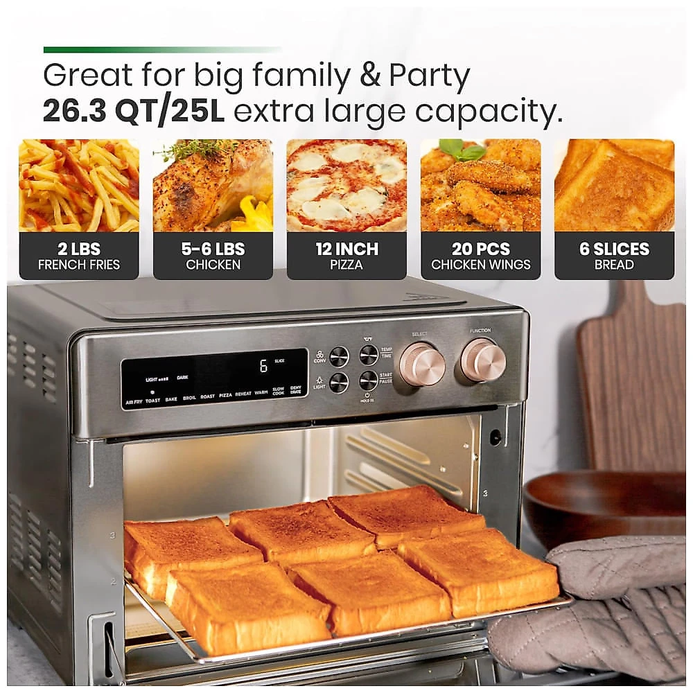 Forno Elétrico 10 em 1, 24,5L com Aquecimento Infravermelho e 10 Funções Predefinidas, 110V 1750W, VAL CUCINA, Preto Fo... 110v