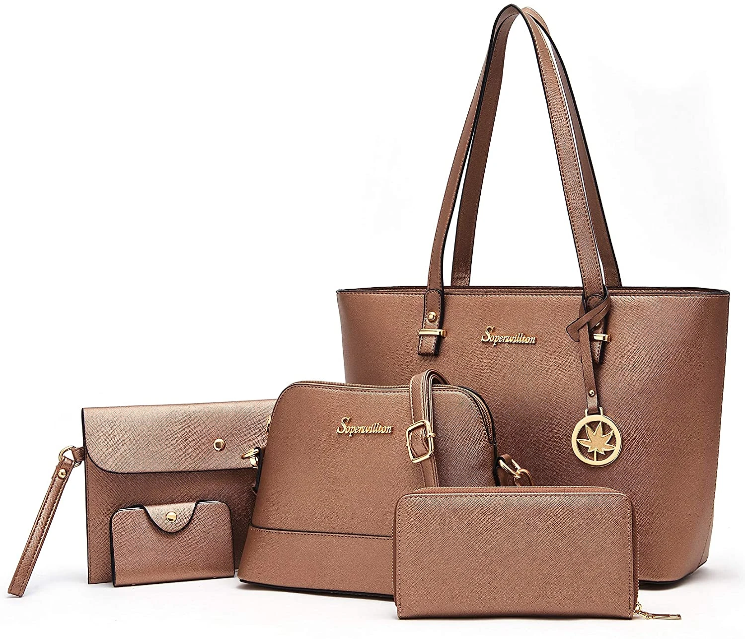 Soperwillton Conjunto de Bolsas Femininas de Couro Sintético