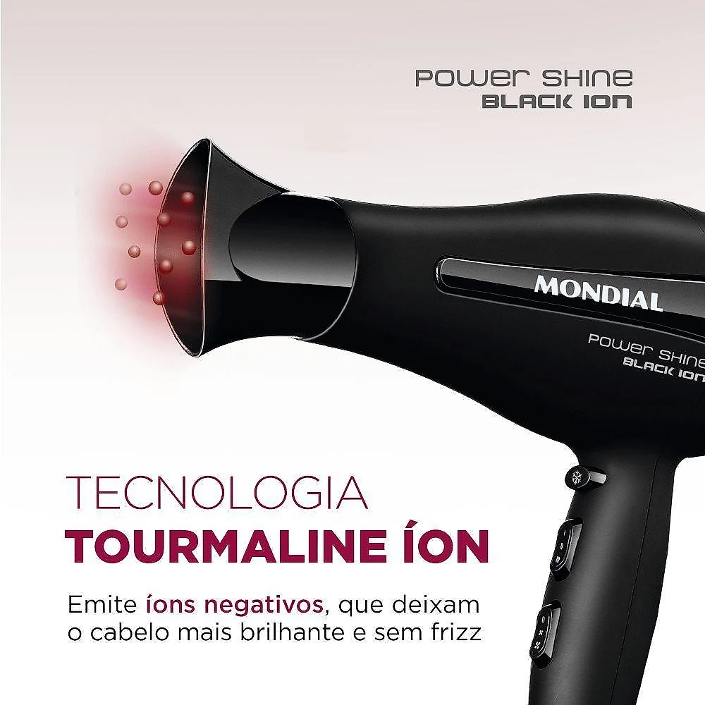 Secador De Cabelos Mondial Power Shine Black Sc-13 Secador Cabelo-220v-preto