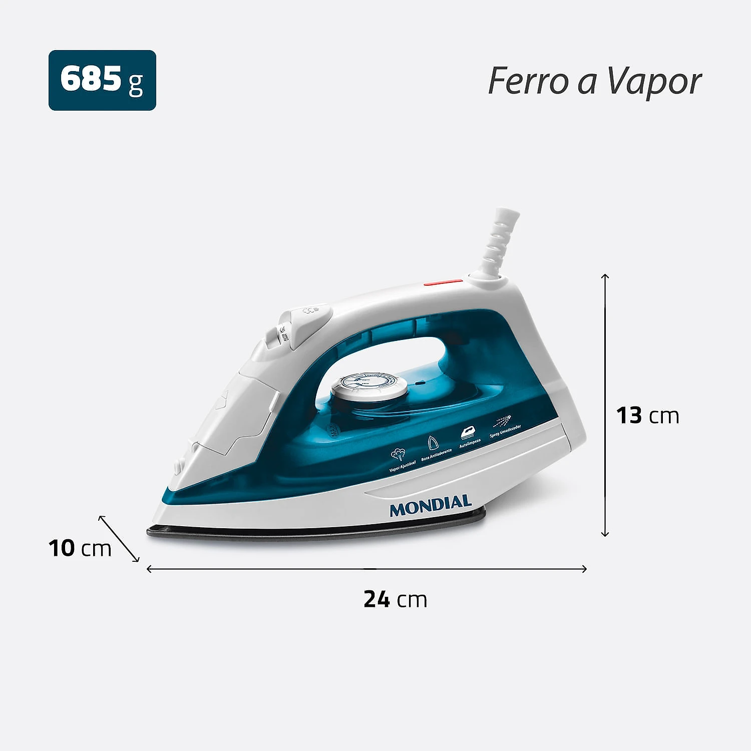 Ferro de Passar a Vapor Mondial F-32 FERRO A VAPOR-127V-VERDE/BRANCO