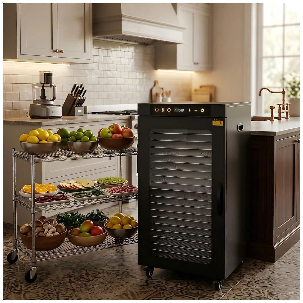 Desidratador de Alimentos CLIVIA Preto Comercial 24 Bandejas 1600W 110V