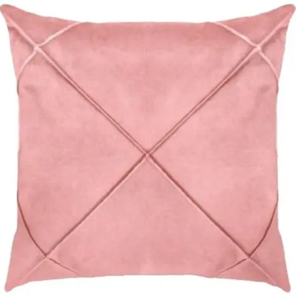 Capa De Almofada Suede Aveludada Drapeada 45x45cm Rosê
