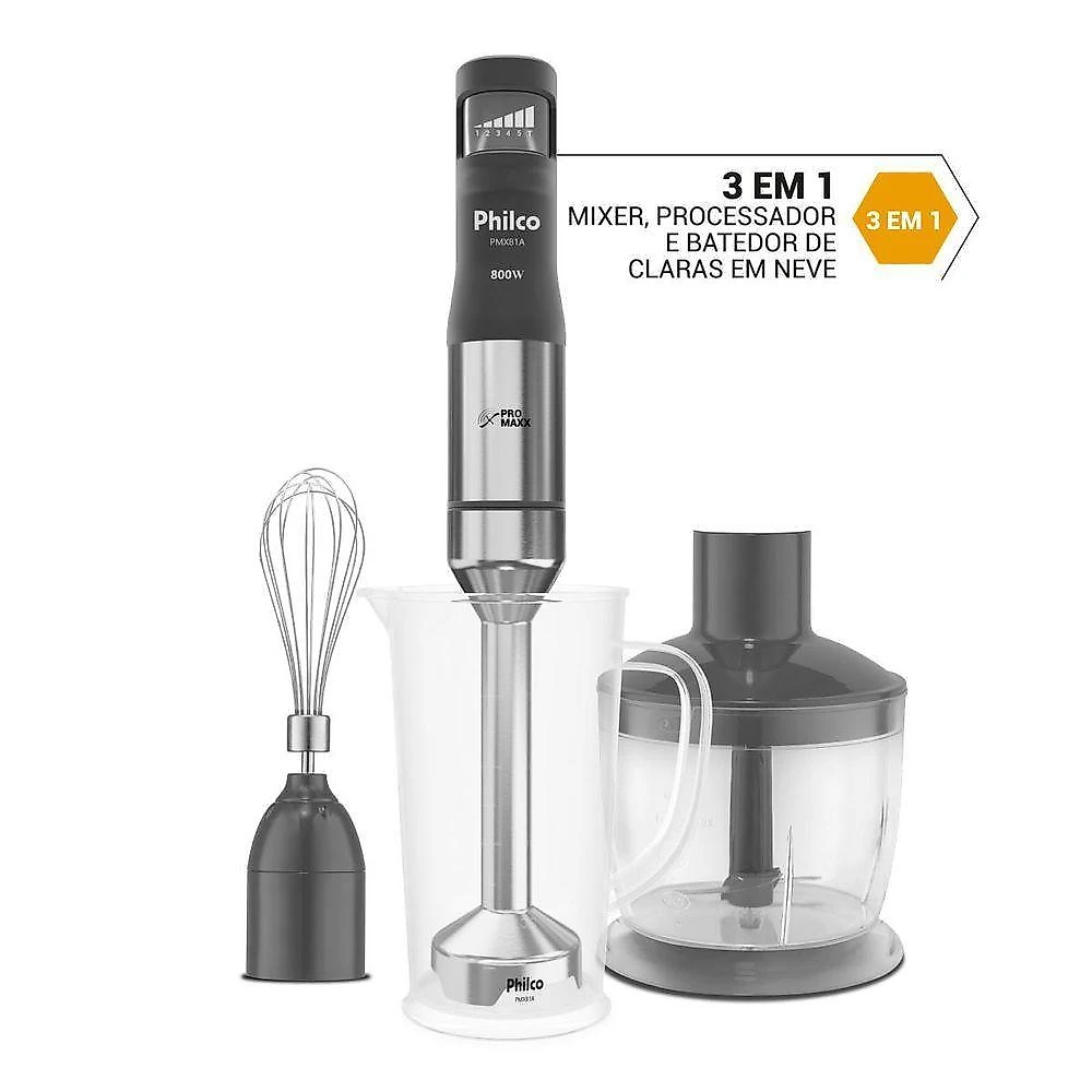Mixer Philco Velocity Pro Control PMX81A 800W 6 Velocidades Preto 110V
