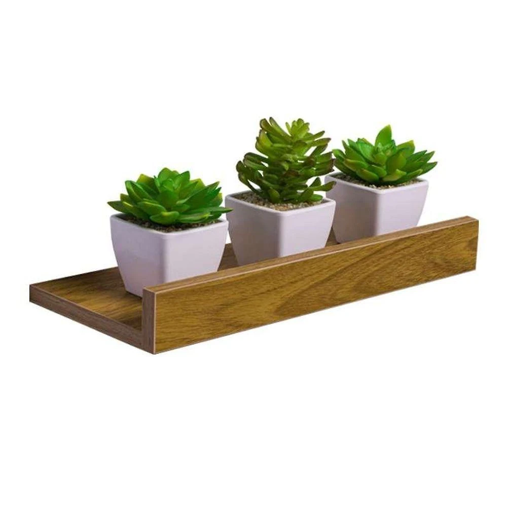 Prateleira Porta Quadros 50x10CM MDP Suporte Invisível Moderno Sala Marrom Mercado das Prateleiras