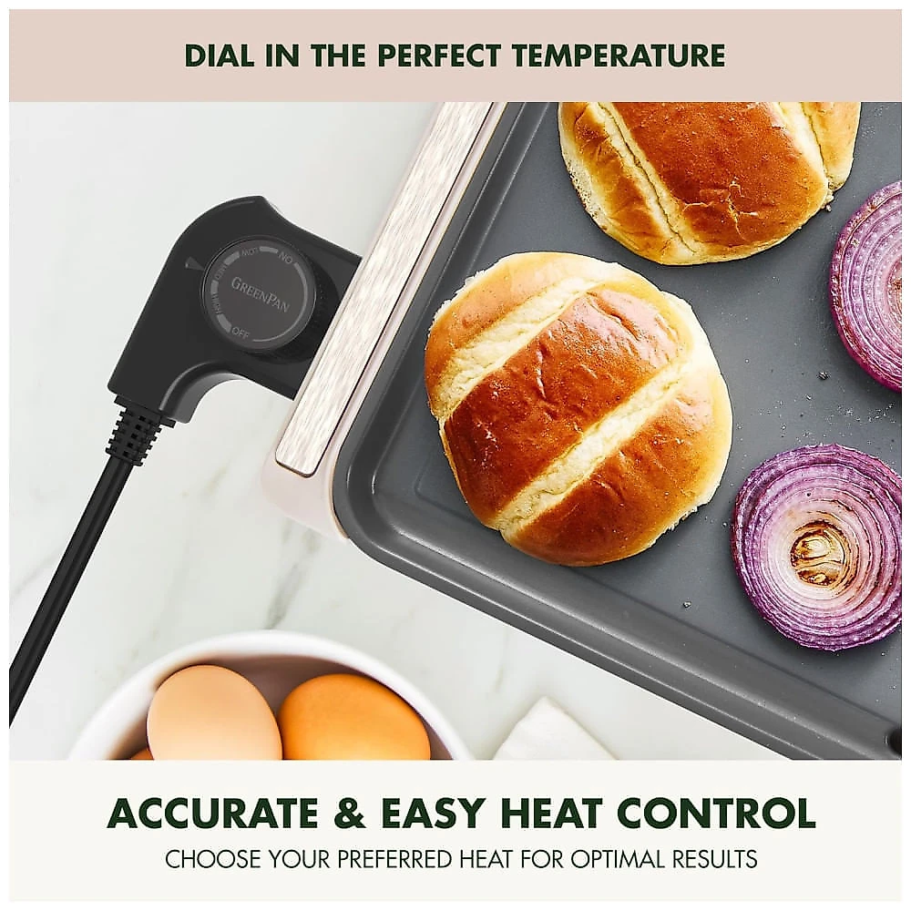 Chapa Elétrica GreenPan Advanced 26,5x50 com Gaveta Aquecida, Revestimento Cerâmico Antiaderente Livre de PFAS, Controle de Temperatura, Refeições