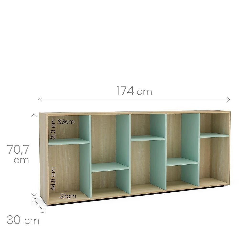 Estante Infantil  Multifuncional 10 nichos  Bella Casatema MadeiraOriginals Estante Montessoriana 10 Nichos Legno Salinas/Verde Belaggio