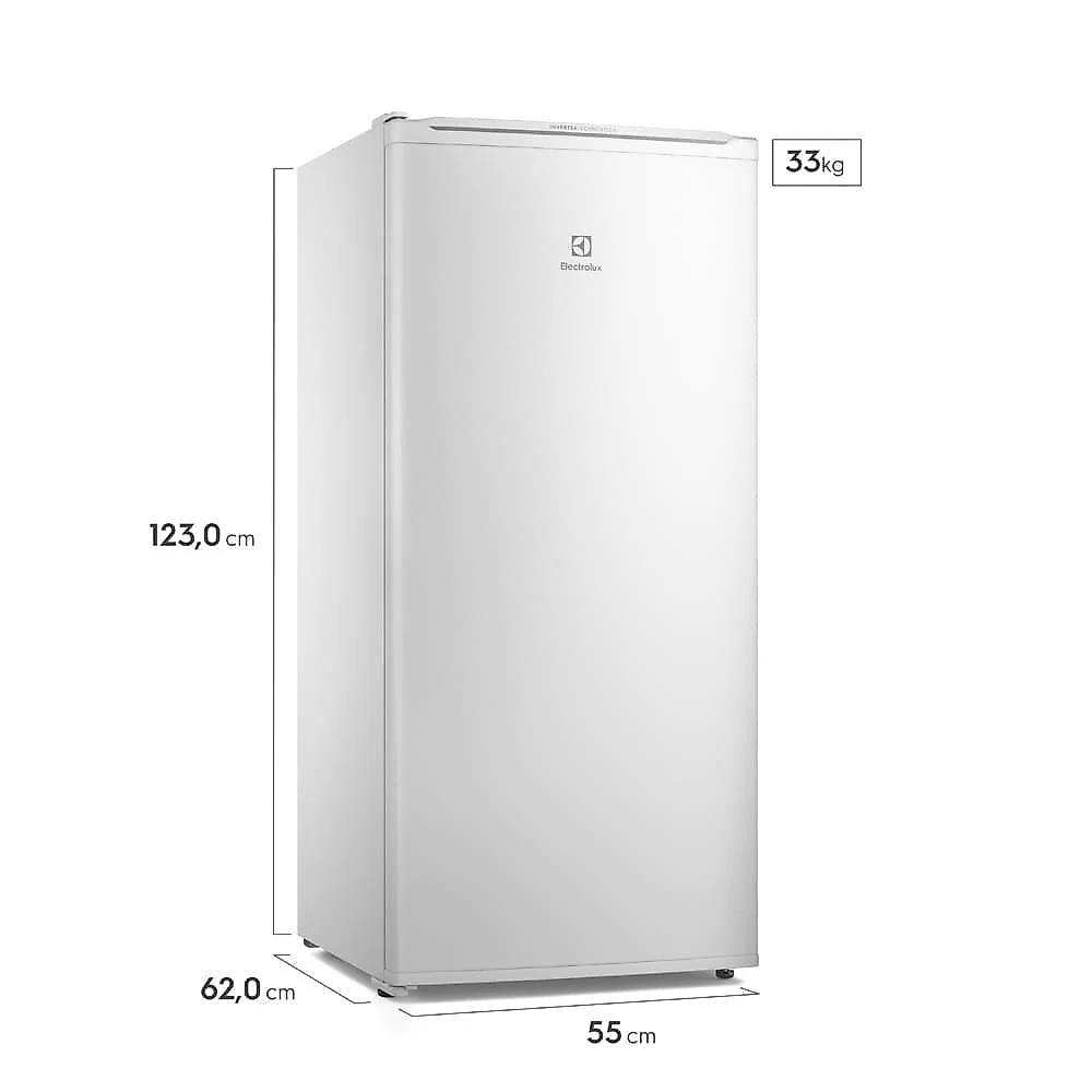 Freezer vertical electrolux fei19 cycle defrost inverter com 1 porta reversível, pés niveladores - 162 litros 110