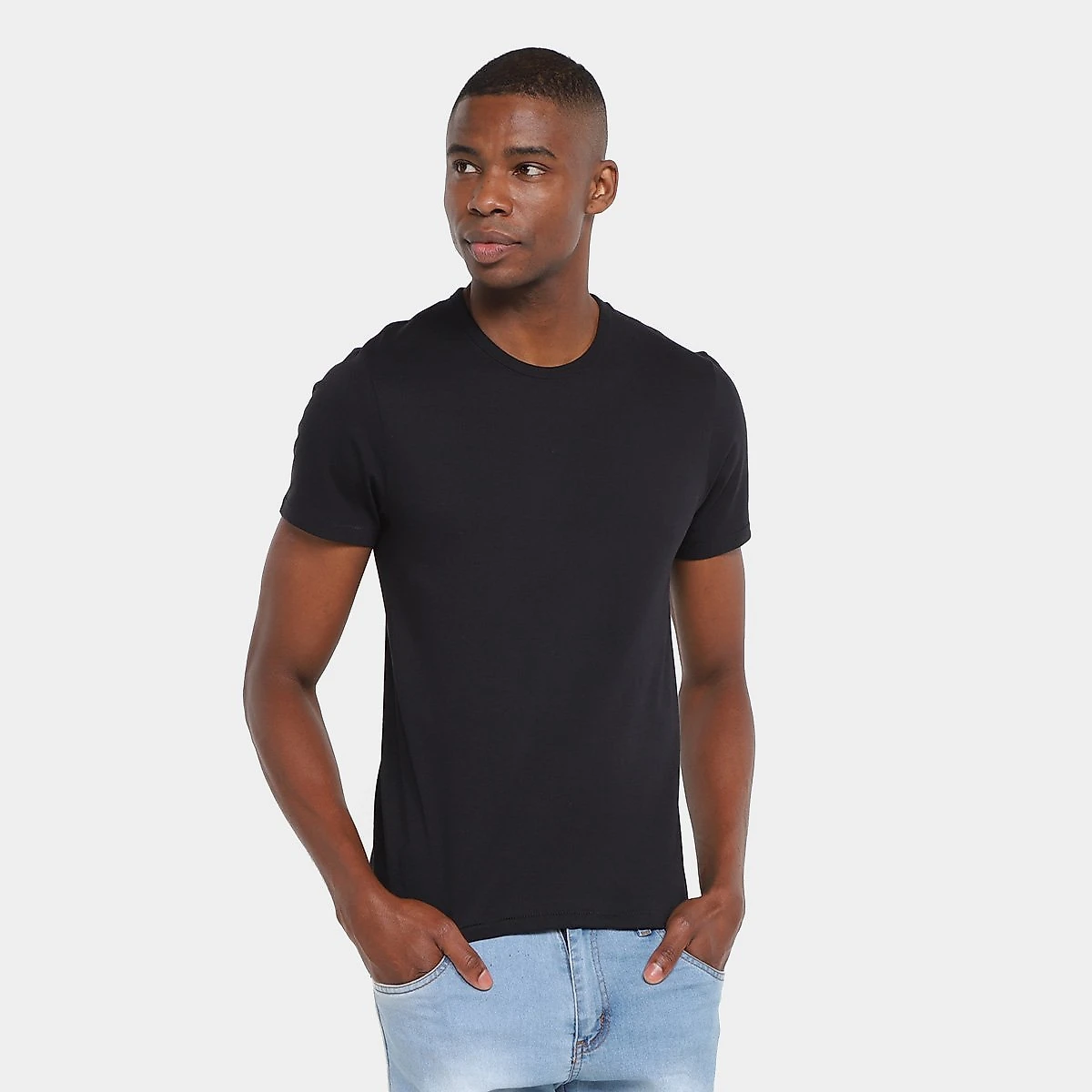 Miniatura Kit Camisetas Hering Básicas Com 3 Peças Masculinas Branco+Preto - G