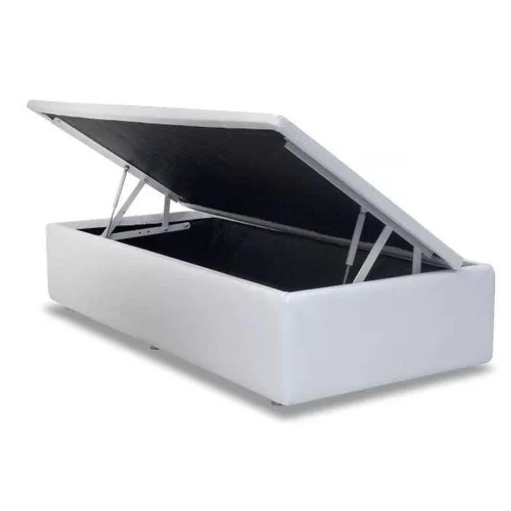Cama Box Baú Solteiro Branco 42x88x188