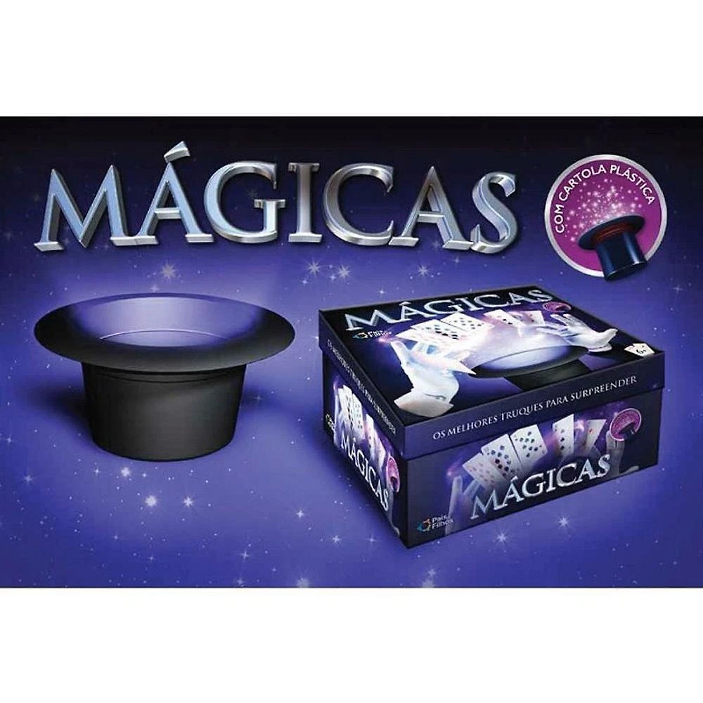 Jogo de Mágica com Cartola Plástica e Manual de Truques Pais & Filhos