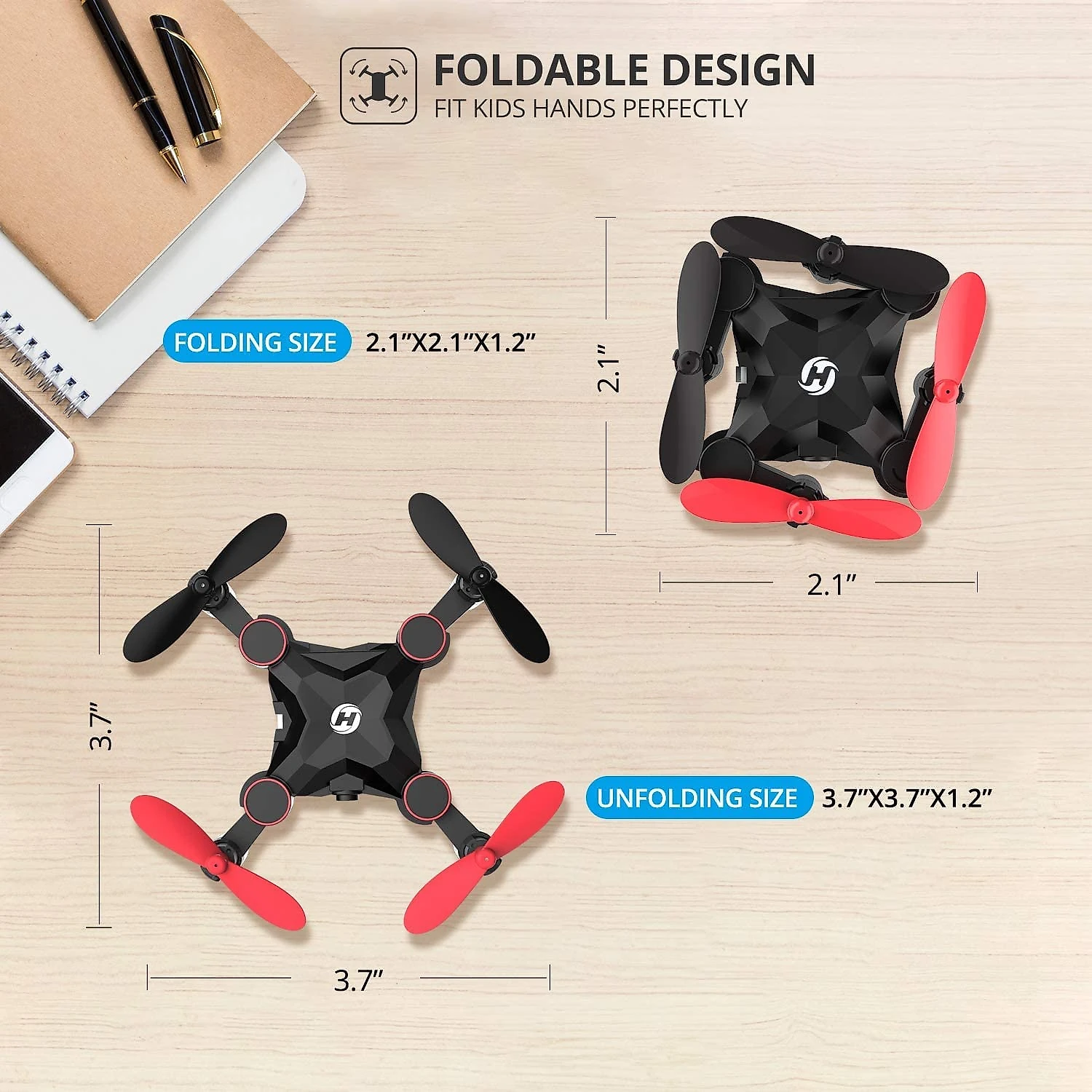 Holy Stone HS190 Mini Drone Nano Rc Dobrável 3D para Crianças com Controle Remoto Vermelho e Preto