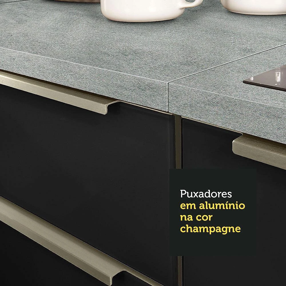 Armário aéreo madesa lux 120 cm 2 portas - branco/preto
