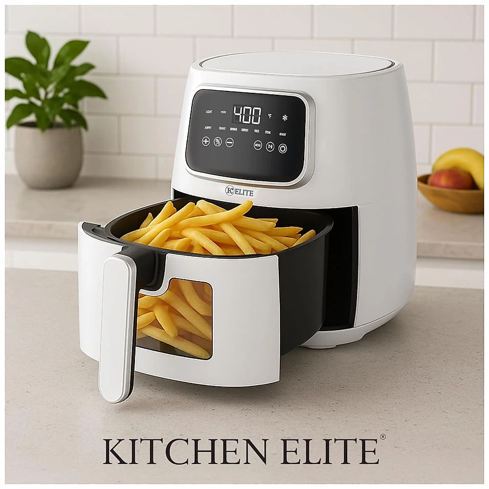 Fritadeira Elétrica Air Fryer Kitchen Elite branca 5,5L Digital 7 em 1 1500W 110V
