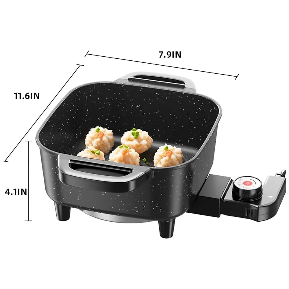 Frigideira Elétrica AORAN 3 em 1: Frita, Grelha e Cozinha, Antiaderente, Compacta e Fácil Limpeza, Controle de Temperatura.