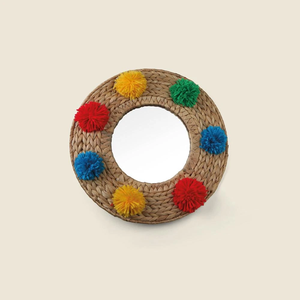 Espelho Pompons Fibra Natural 40cm - A\CASA