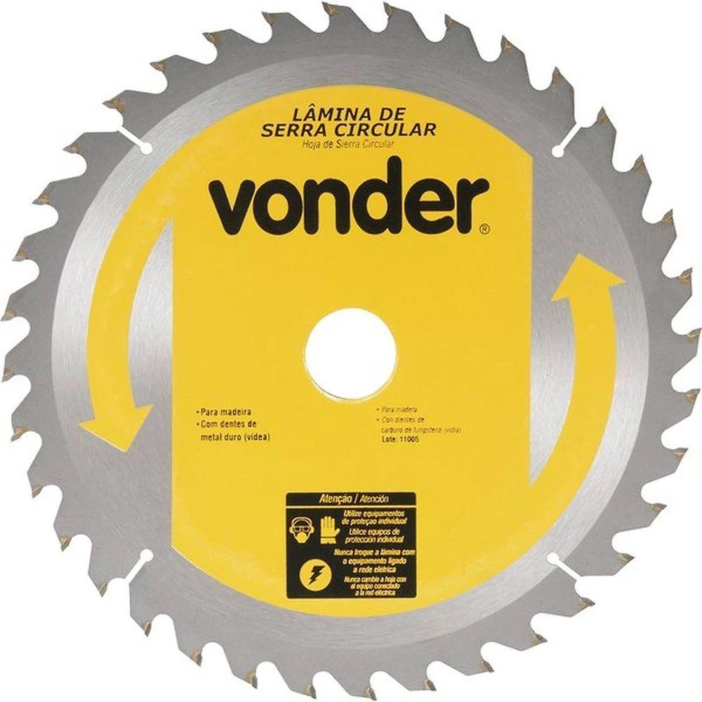 Lâmina de Serra Circular 250MM X 30MM 48 Dentes Metal Duro Vídea para Cortar Madeiras Vonder