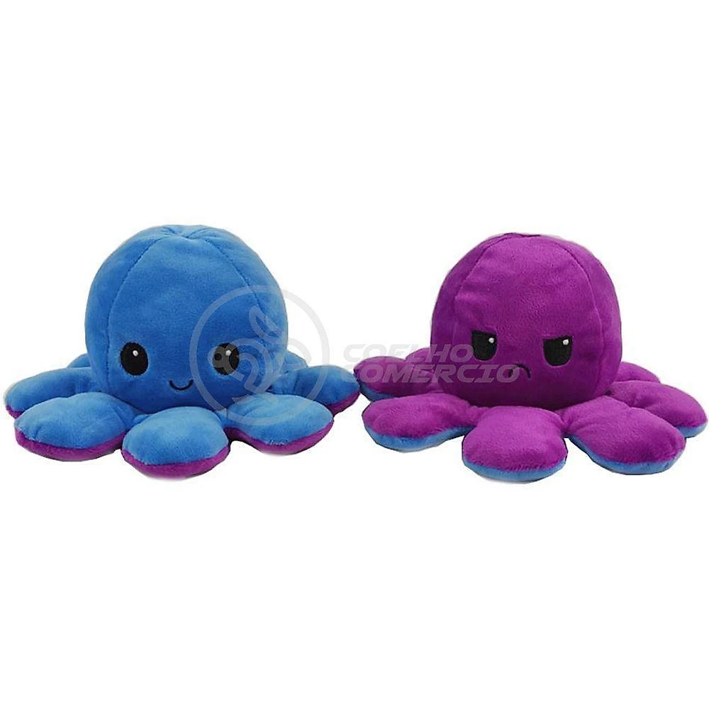 Brinquedo de Pelúcia Polvo Reversível Bipolar Humor Feliz e Bravo Macio Azul e Roxo Smart Bracelet