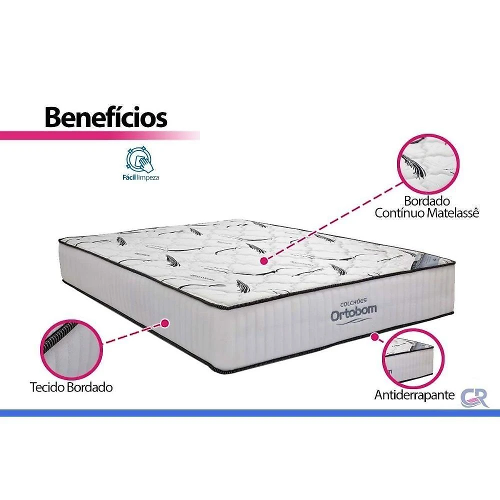 Kit Cama Box Casal Physical Corano White D45 Espuma Courino Branco Ortobom