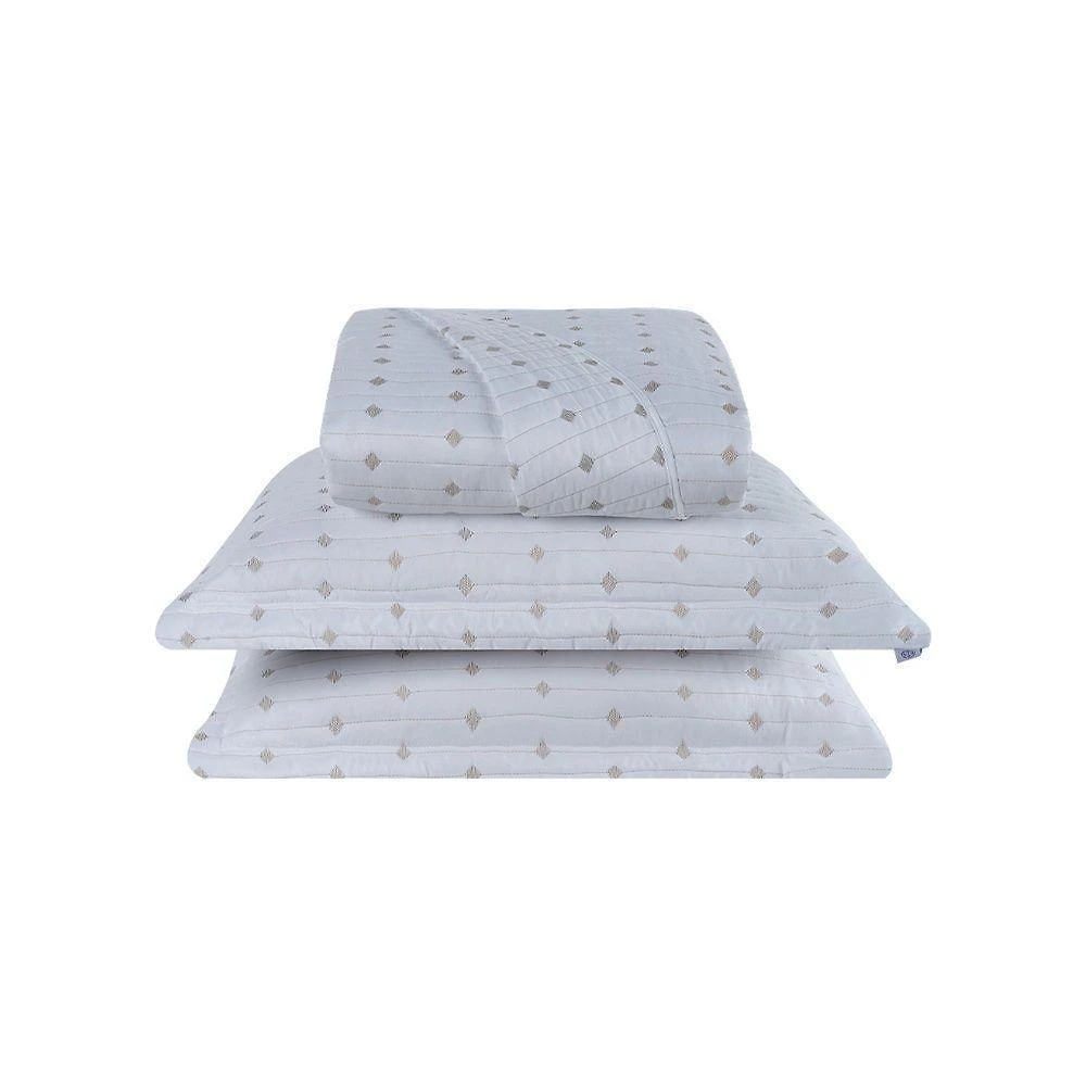 Cobre Leito 3 Peças Casal Percal 200 Fios Decor 100% Poliéster - Branco